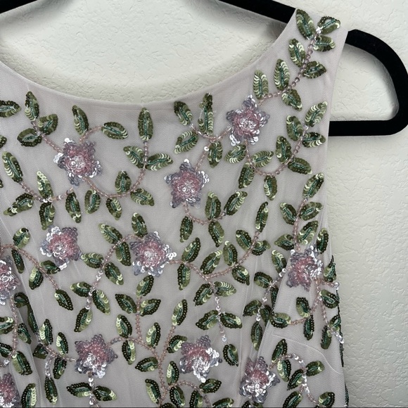 ✨Adrianna Papell | Floral Sequin Beaded Sleeveless Chiffon Maxi Dress - Picture 7 of 16